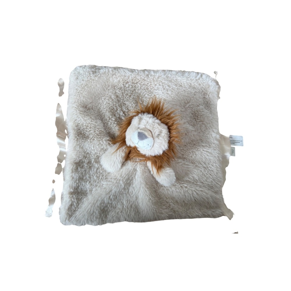 Cloud Island Lion Plush Security Blanket Faux Fur Satin Lovey Beige
